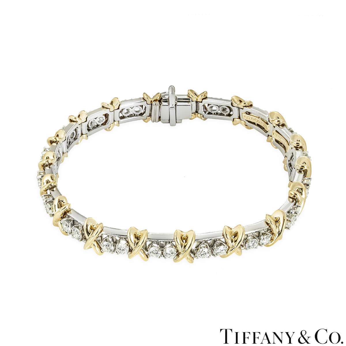 Tiffany & Co. Yellow Gold & Platinum Diamond Schlumberger Sixteen Stone Bracelet 72613465